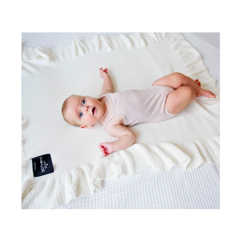 Bamboo blanket for baby with frill - Coconut Lullalove