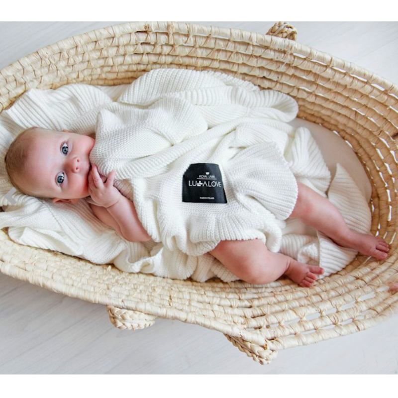 Bamboo blanket with frill - Coconut