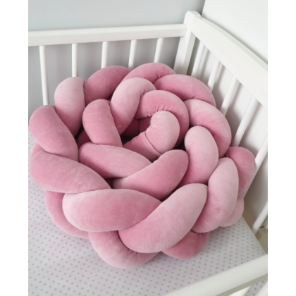 Braided bed bumper - dirty pink