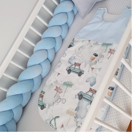 Braided bed bumper - baby blue