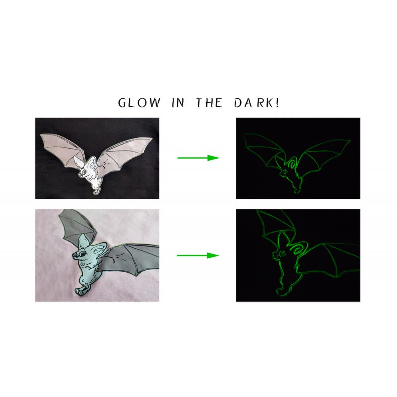 T-Shirt leuchtet im Dunkeln - Schwarze Fledermaus