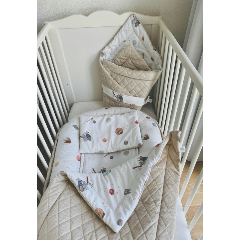 Bedding set with filling to stroller/crib - Mouses in Space