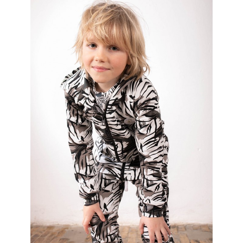 Hoodie mit Reißverschluss - Tiger monochrom