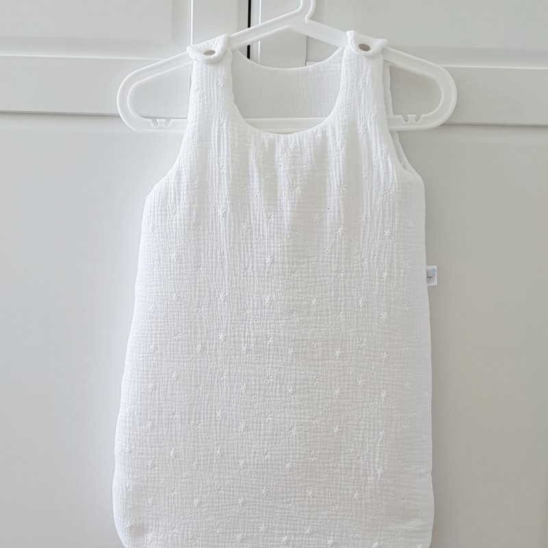 Schlafsack Musselin - Bestickte Blumen Ecru
