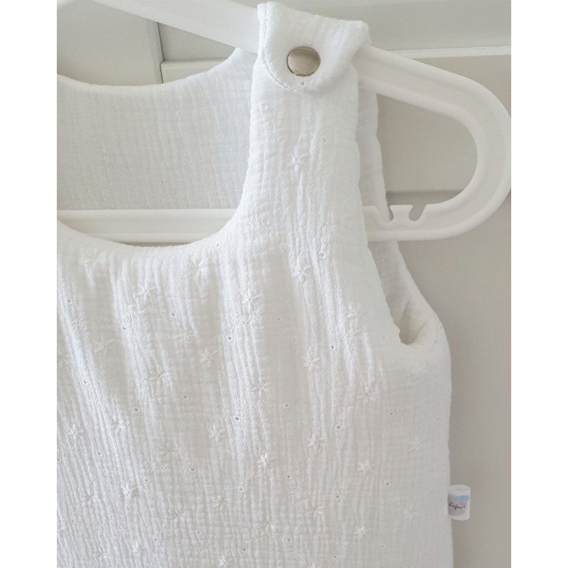 Schlafsack Musselin - Bestickte Blumen Ecru