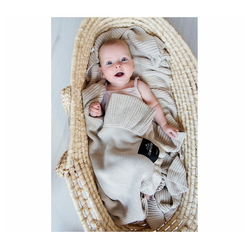 Couverture Bambou avec volant - Beige - bebe - lullalove Couverture Bambou avec volant - Beige - bebe - lullalove