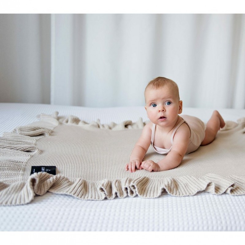 Bamboo blanket with frill - Beige