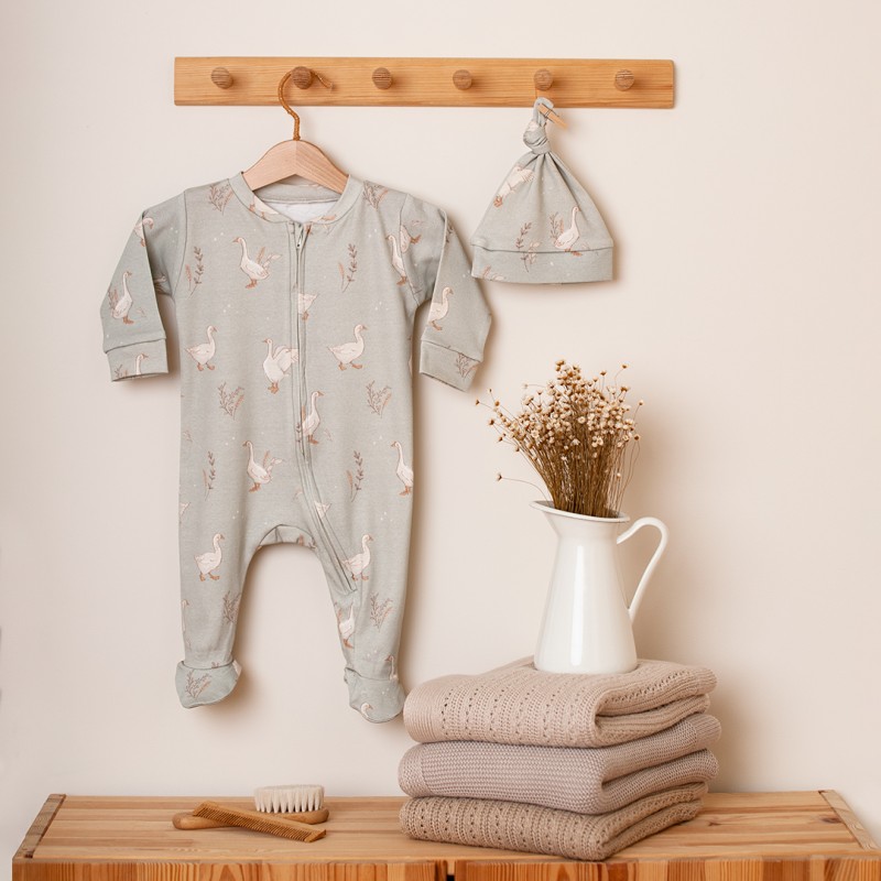 Romper / Pyjama - Glückliche Gänse Olivgrün