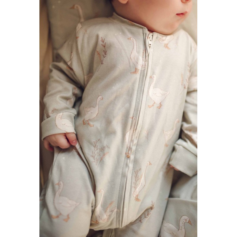 Romper / Pyjama - Glückliche Gänse Olivgrün