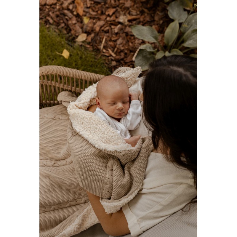 Warm cotton blanket with teddy - Cappuccino