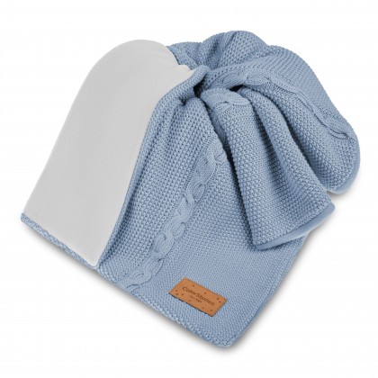 Warm cotton blanket with fleece - Ocean Blue