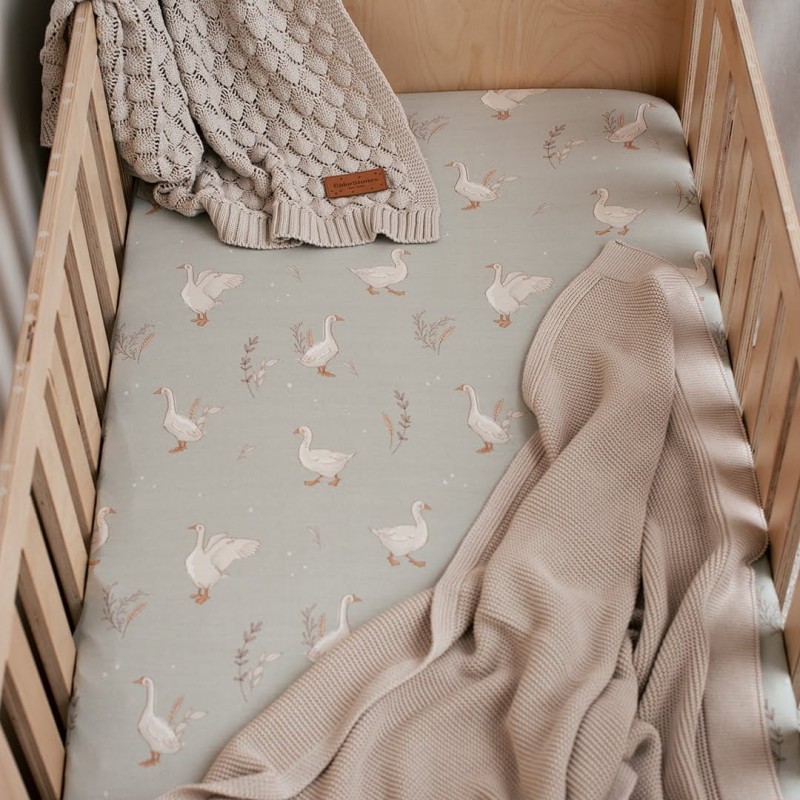 Bedsheet 60x120cm - Happy Geese Olive