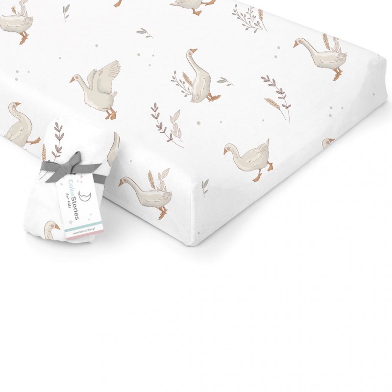 Bedsheet to crib, stroller or Moses Basket - Happy Geese