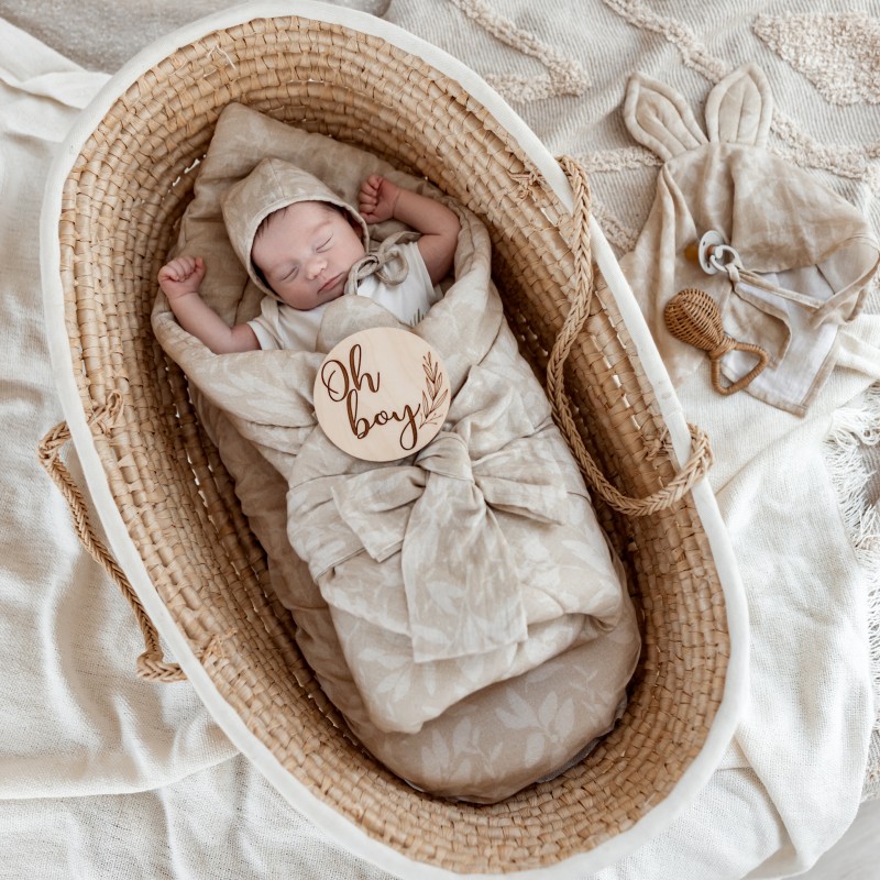 Bettlaken für Kinderbett, Kinderwagen oder Moseskorb - Musselin Beige Mantulien