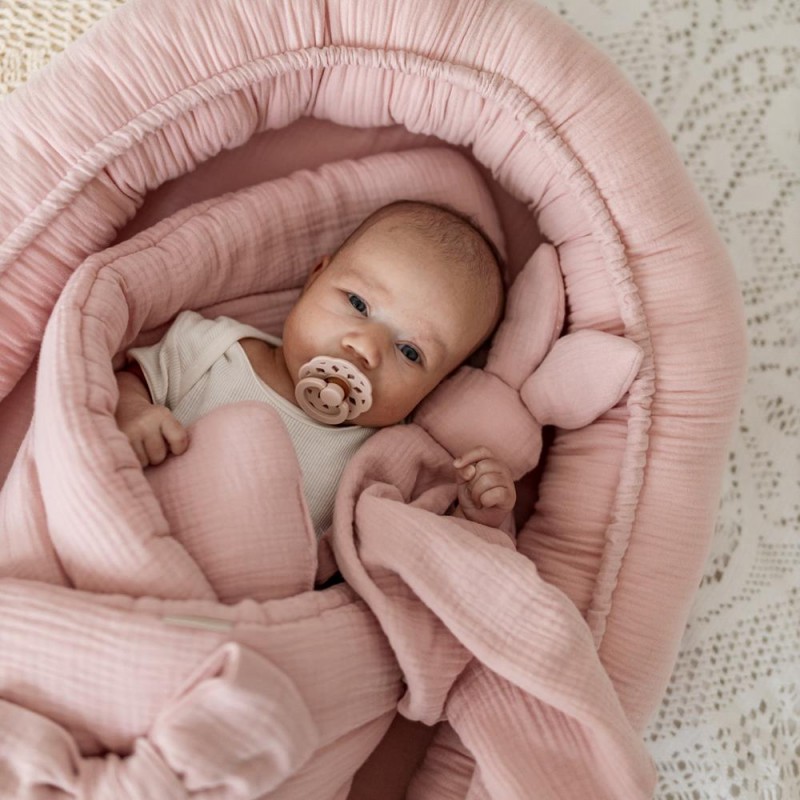 Doudou aus Musselin - Hase Rosa