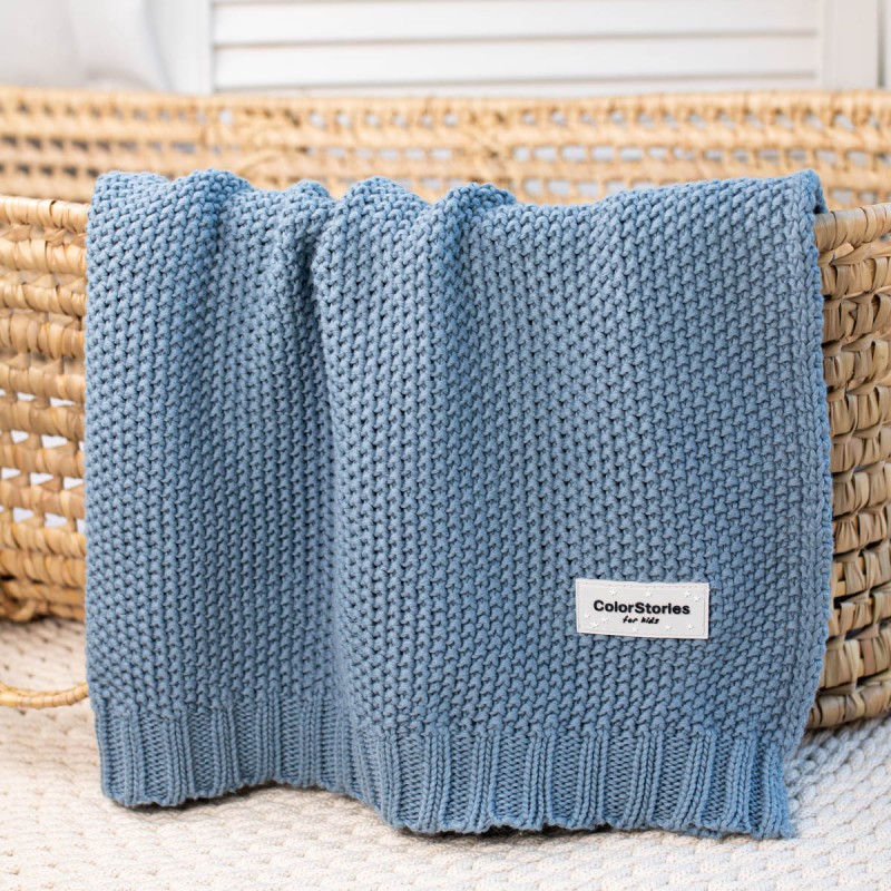 Baumwolldecke Leo - Ozeanblau