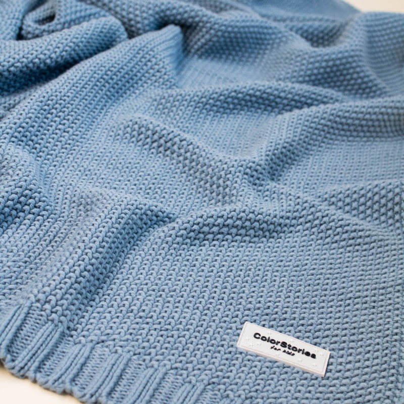 Baumwolldecke Leo - Ozeanblau