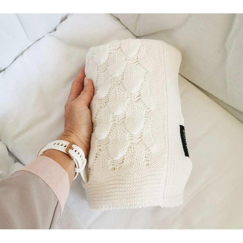 Luftige Strickdecke - Kokosnuss