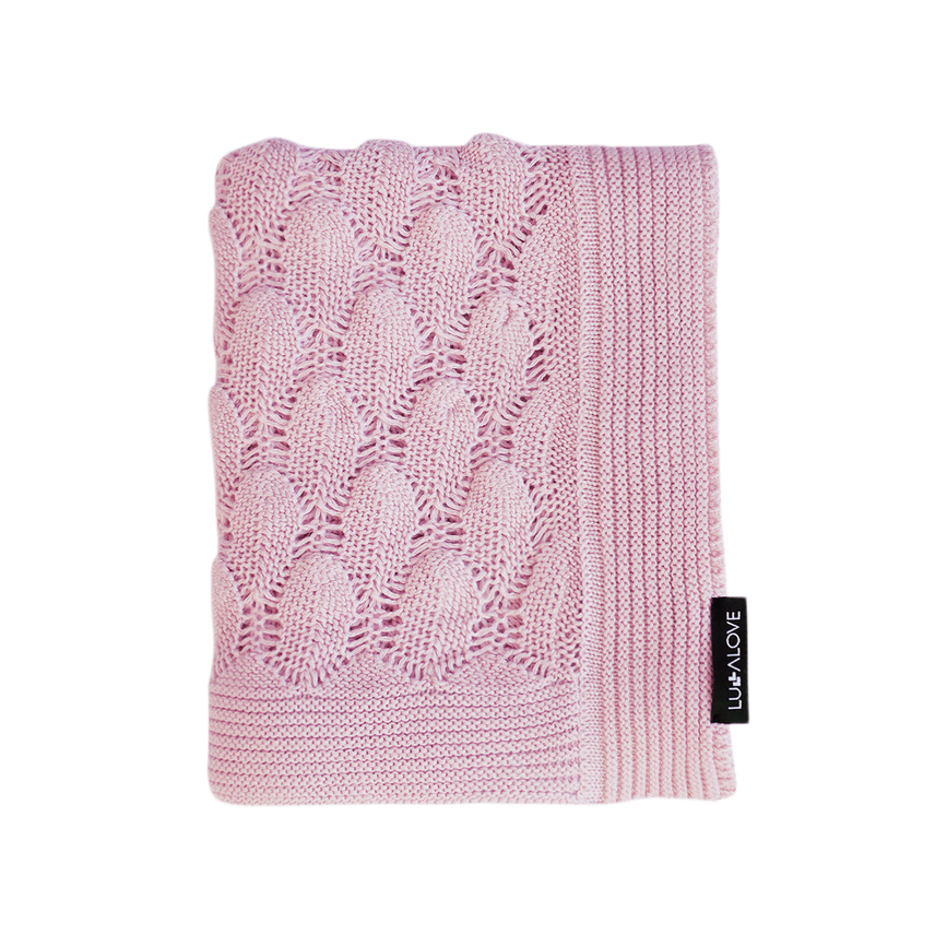 Openwork knit bamboo blanket for baby - Powder Pink Lullalove Openwork knit bamboo blanket for baby - Powder Pink Lullalove