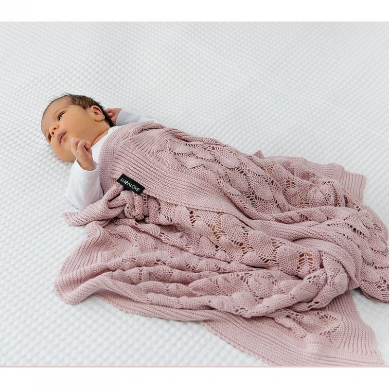 Openwork knit blanket - Powder Pink