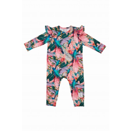 Romper with frill - Hummingbirds