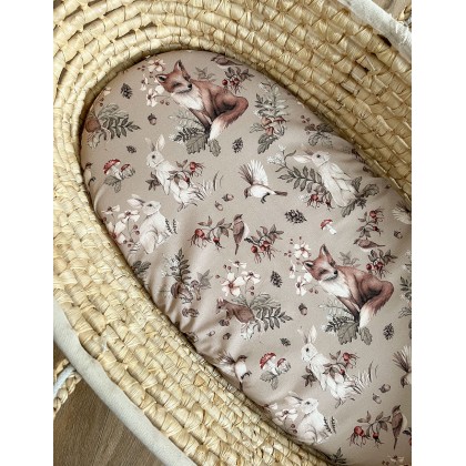 Bettlaken für Kinderwagen oder Moseskorb - Waldbeige