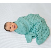 Couverture ajourée bambou pour bebe - Sauge Lullalove Couverture ajourée bambou pour bebe - Sauge Lullalove