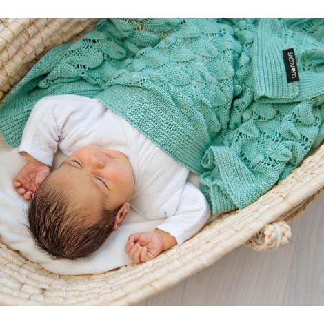 Couverture ajourée bambou pour bebe - Sauge Lullalove Couverture ajourée bambou pour bebe - Sauge Lullalove