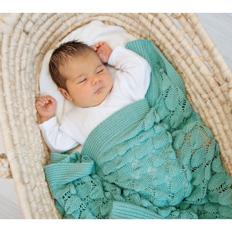 Couverture ajourée bambou pour bebe - Sauge Lullalove Couverture ajourée bambou pour bebe - Sauge Lullalove