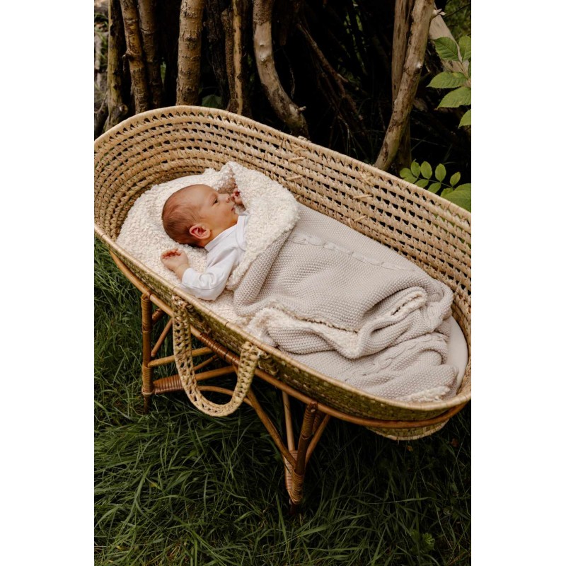 Warme Baumwolldecke mit Teddy - Warm Beige