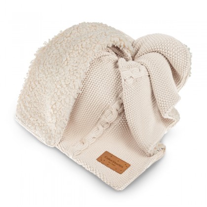 Warme Baumwolldecke mit Teddy - Warm Beige