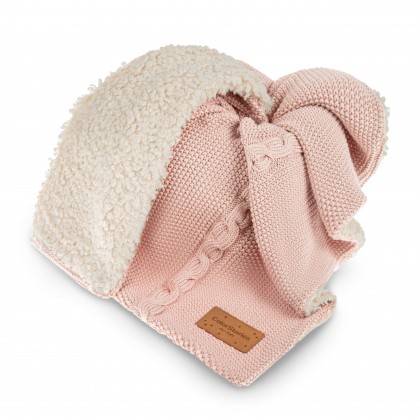 Warme Baumwolldecke mit Teddy - Pastellrosa