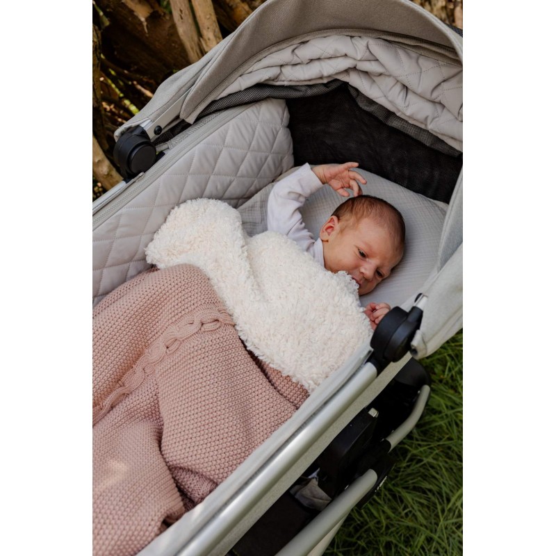 Warme Baumwolldecke mit Teddy - Pastellrosa
