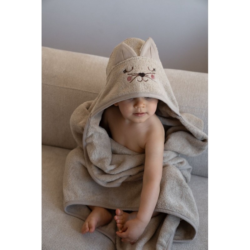 Serviette à capuche Chat - Cappuccino