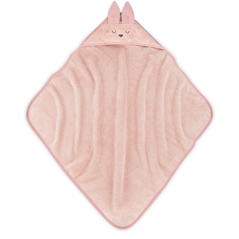 Serviette à capuche Lapin - Rose Poudré