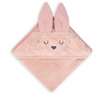 Serviette à capuche Lapin - Rose Poudré